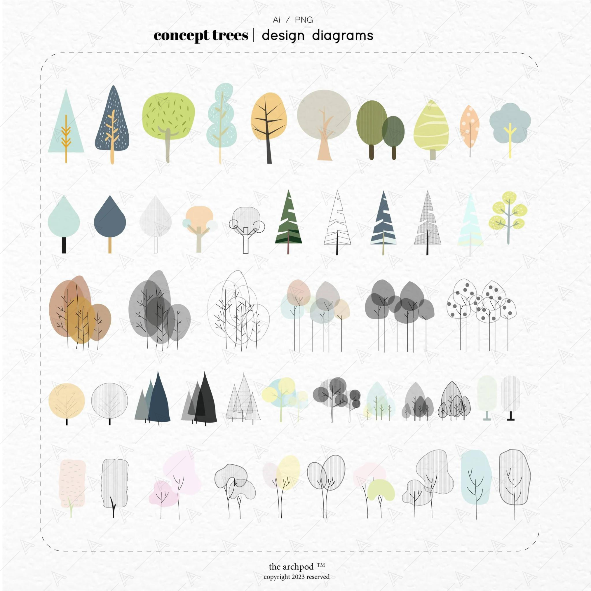 Concept Trees — cutout pack for architectural visualisation, preview 1 of 8