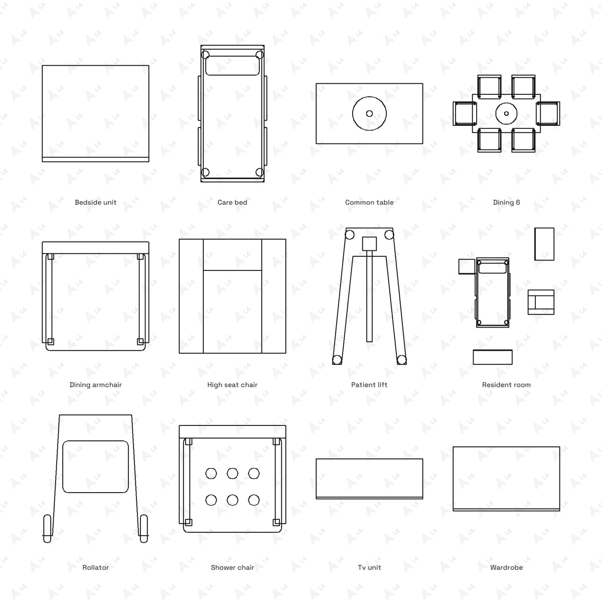 Elderly Care Furniture CAD Blocks · Set 1 Modern all blocks