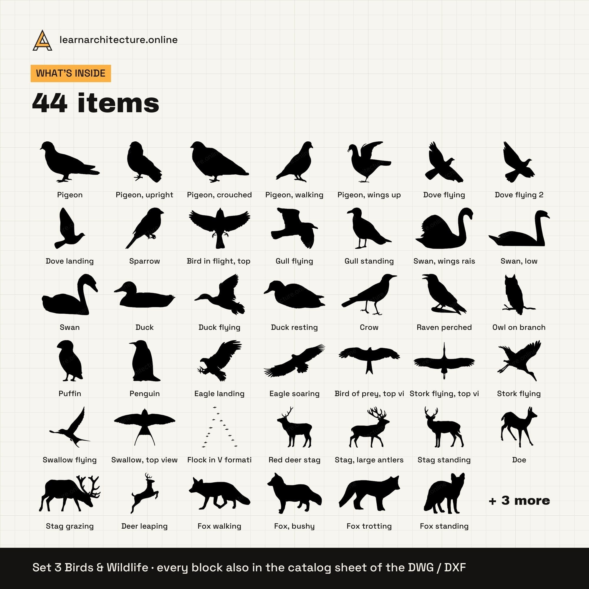 Animal Silhouettes CAD blocks set 3: contents