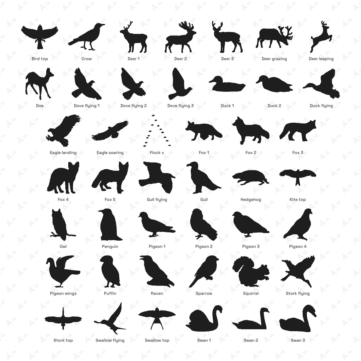 Animal Silhouettes CAD Blocks · Set 3 Birds & Wildlife all blocks