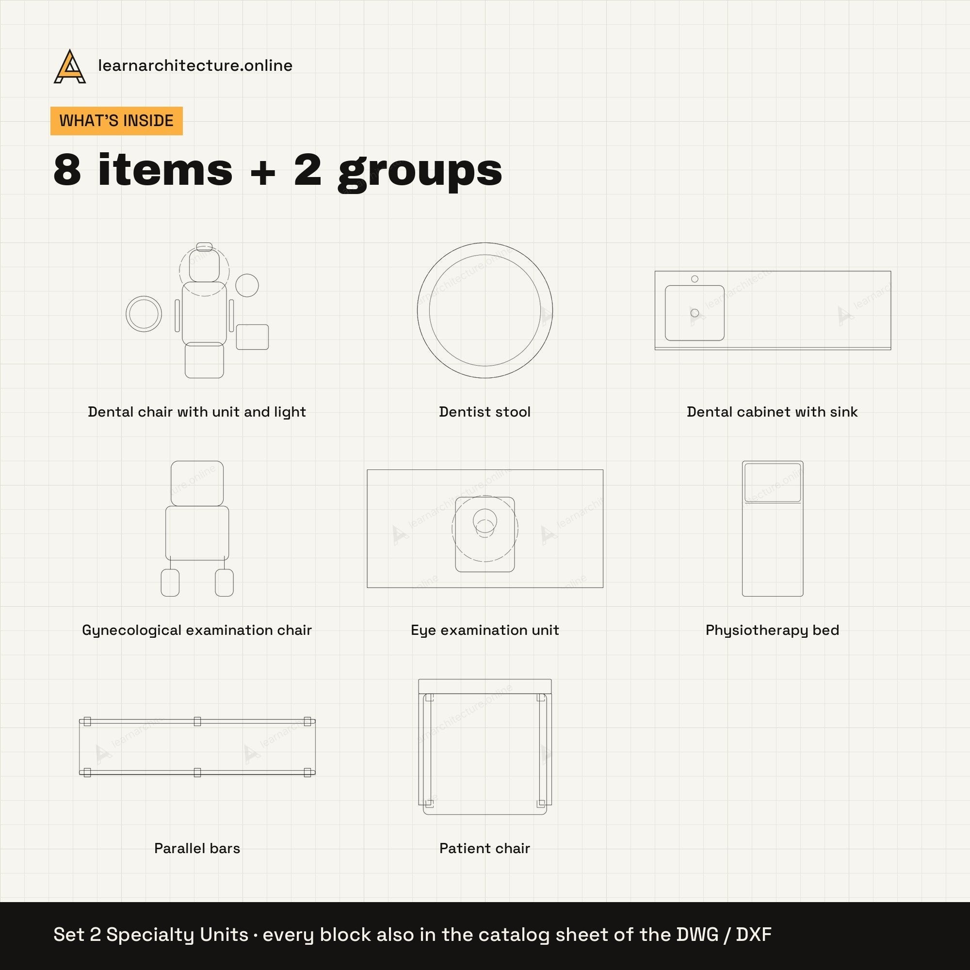 Clinic Equipment CAD blocks set 2: contents