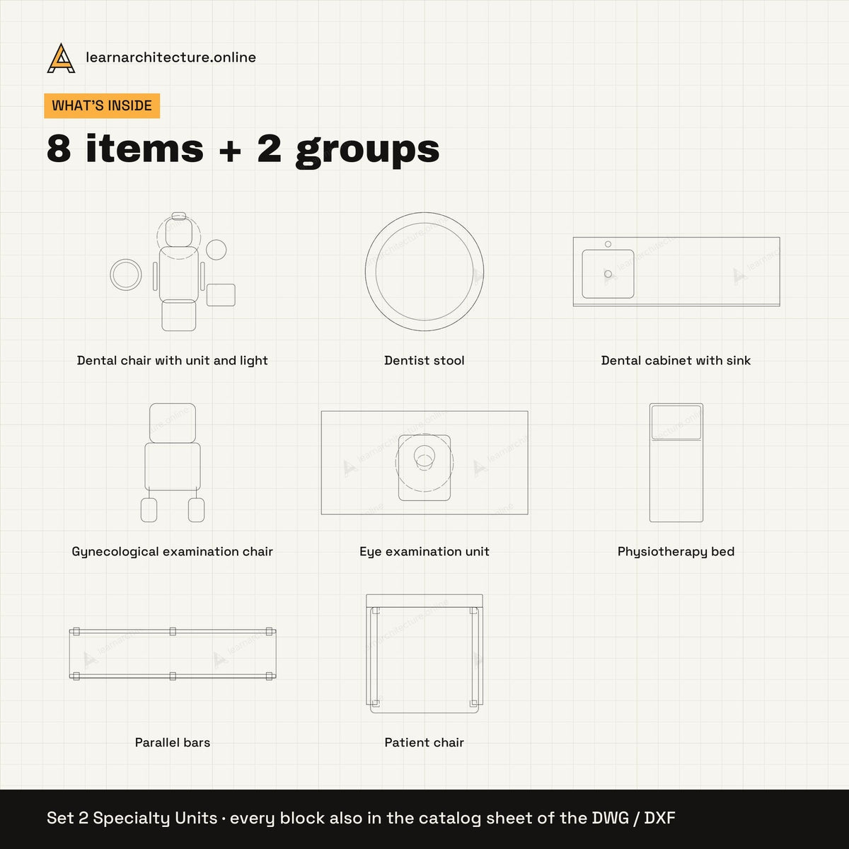Clinic Equipment CAD blocks set 2: contents