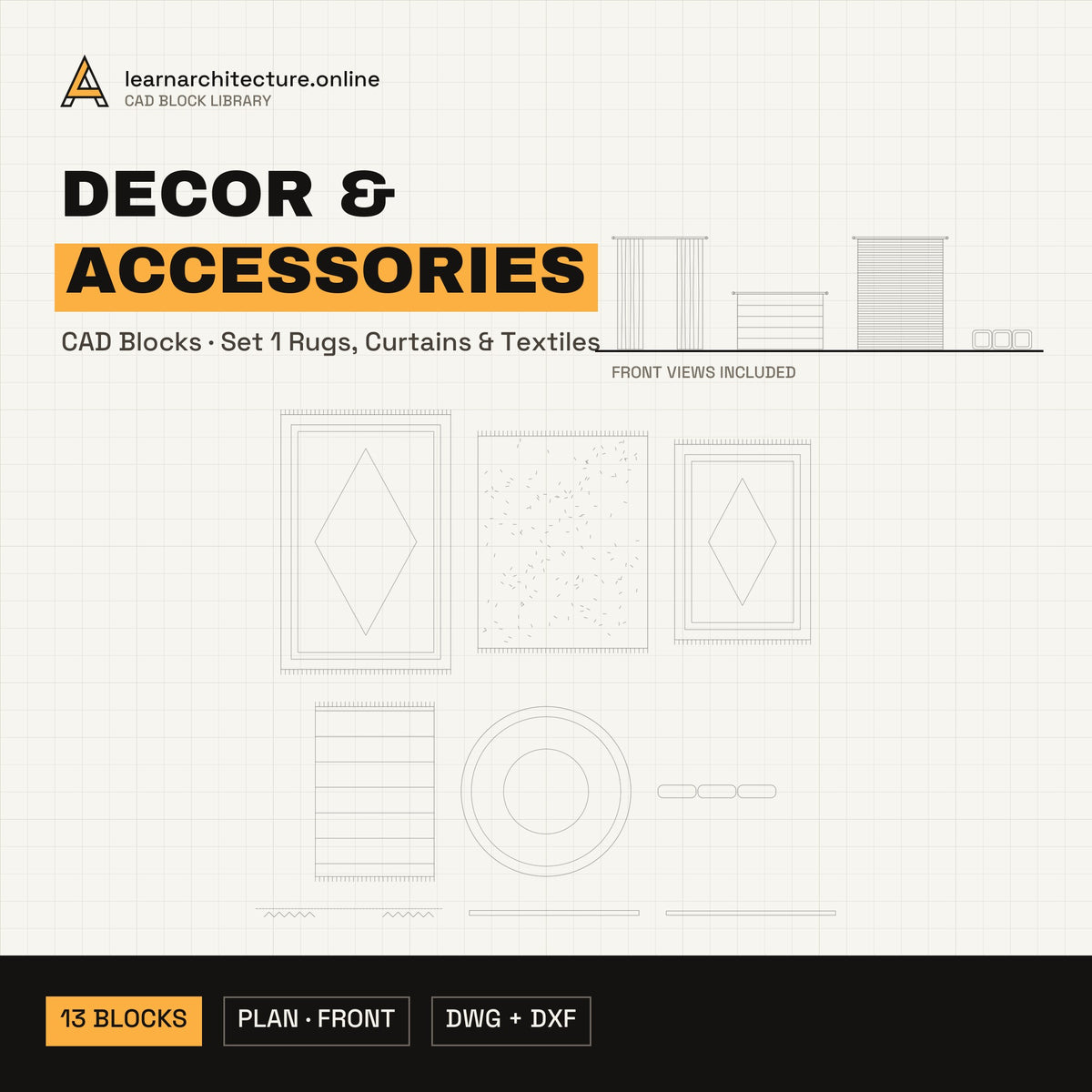 Decor & Accessories CAD blocks set 1 Rugs, Curtains & Textiles cover