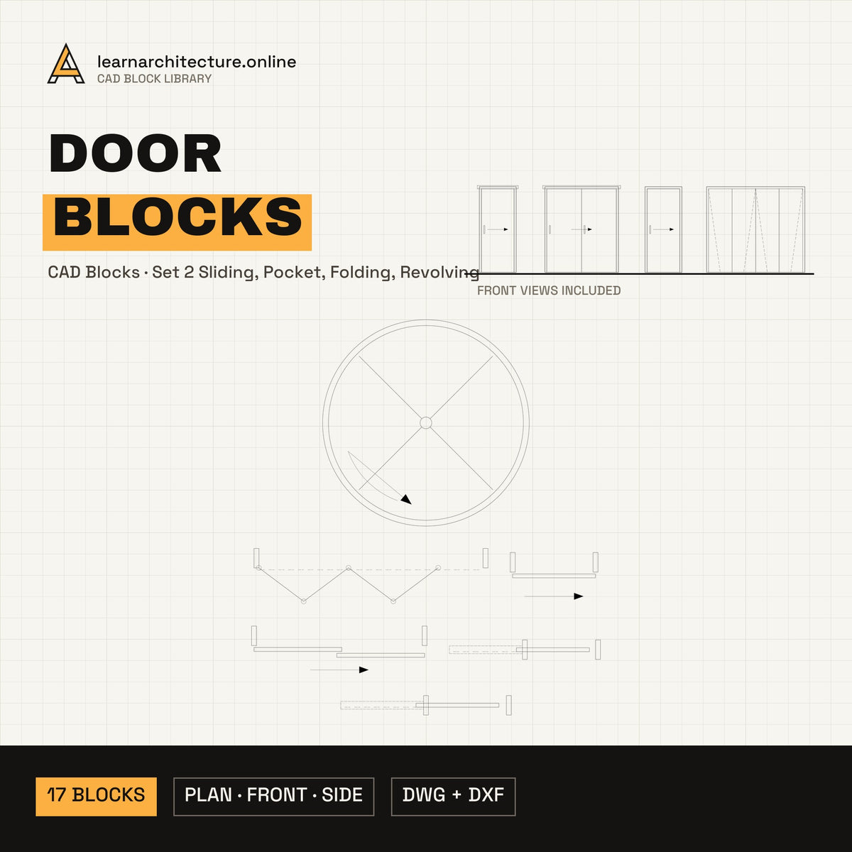 Door CAD blocks set 2 Sliding, Pocket, Folding, Revolving cover