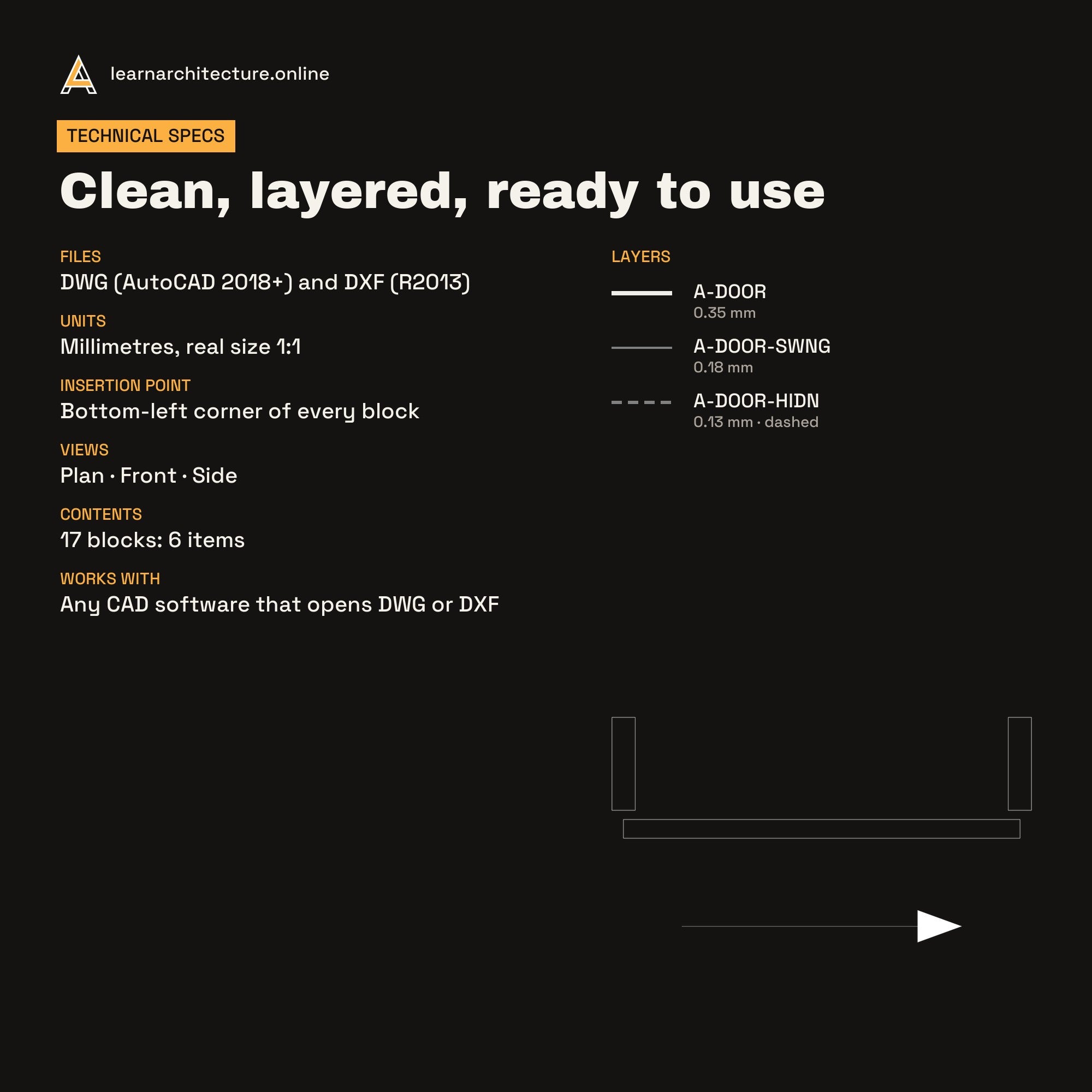 Door CAD blocks set 2: specs