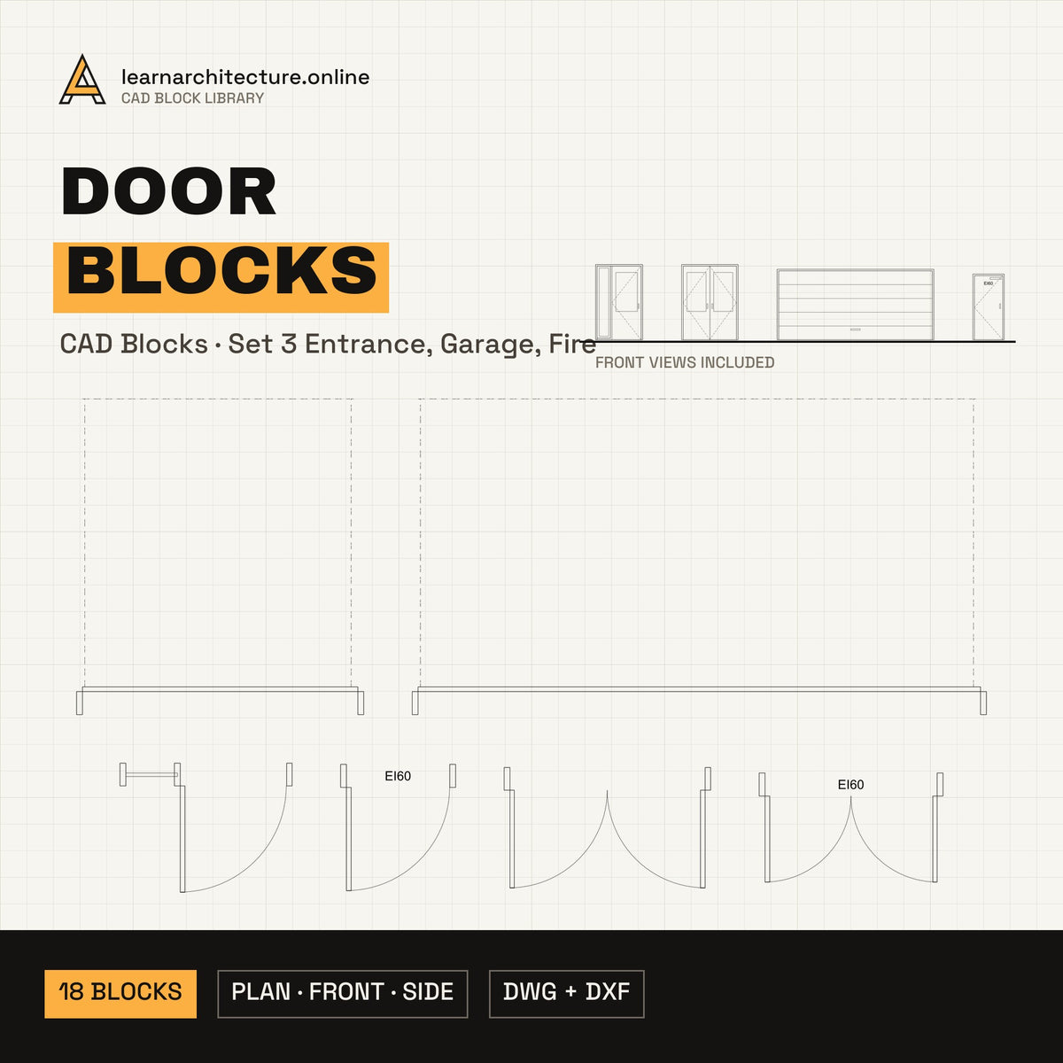 Door CAD Blocks Set 3 Entrance, Garage, Fire | DWG DXF