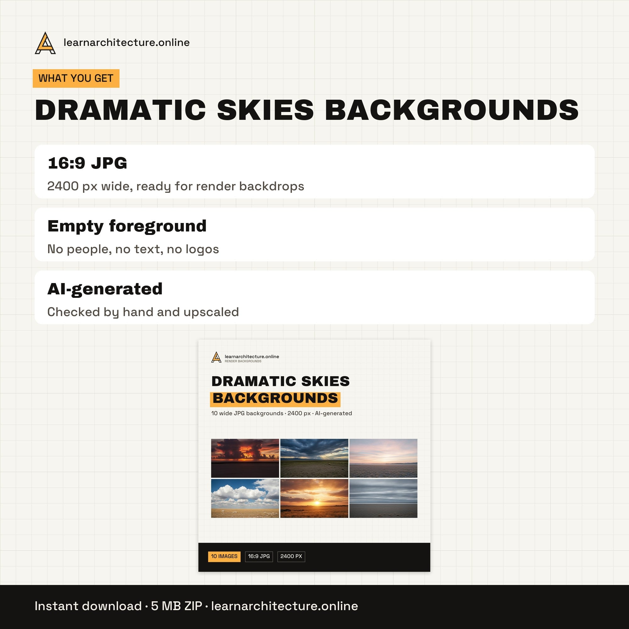 Dramatic Skies Backgrounds what you get