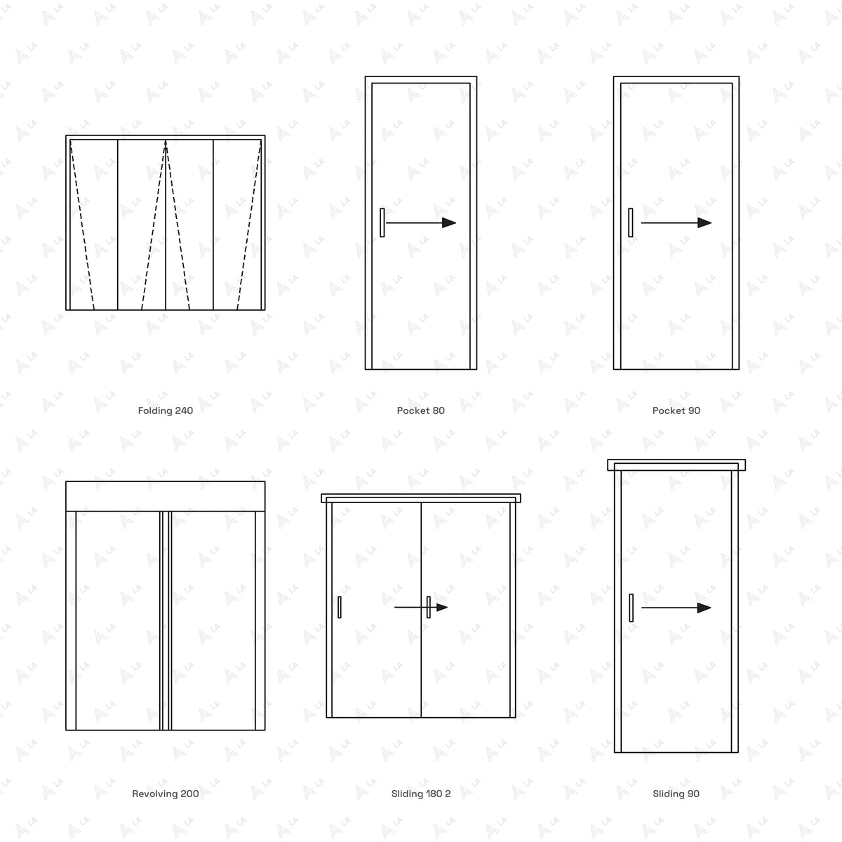Door CAD Blocks · Set 2 Sliding, Pocket, Folding, Revolving all blocks