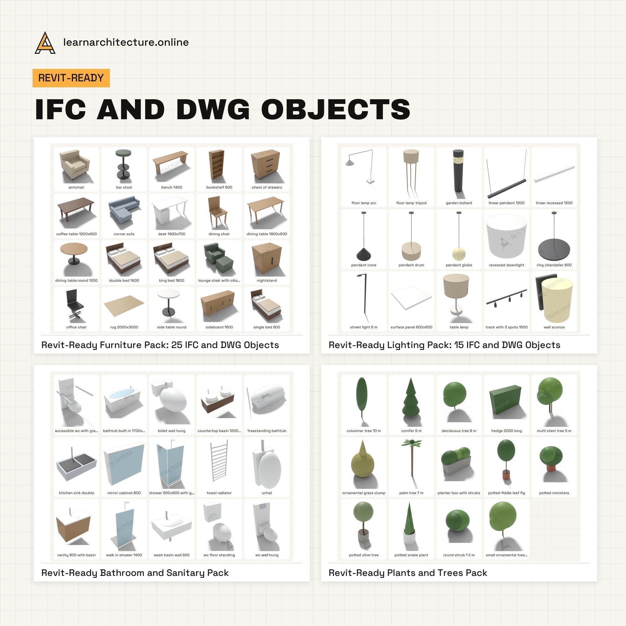 3D Models Mega Bundle ifc and dwg objects