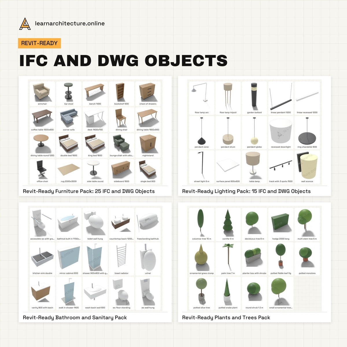 3D Models Mega Bundle ifc and dwg objects