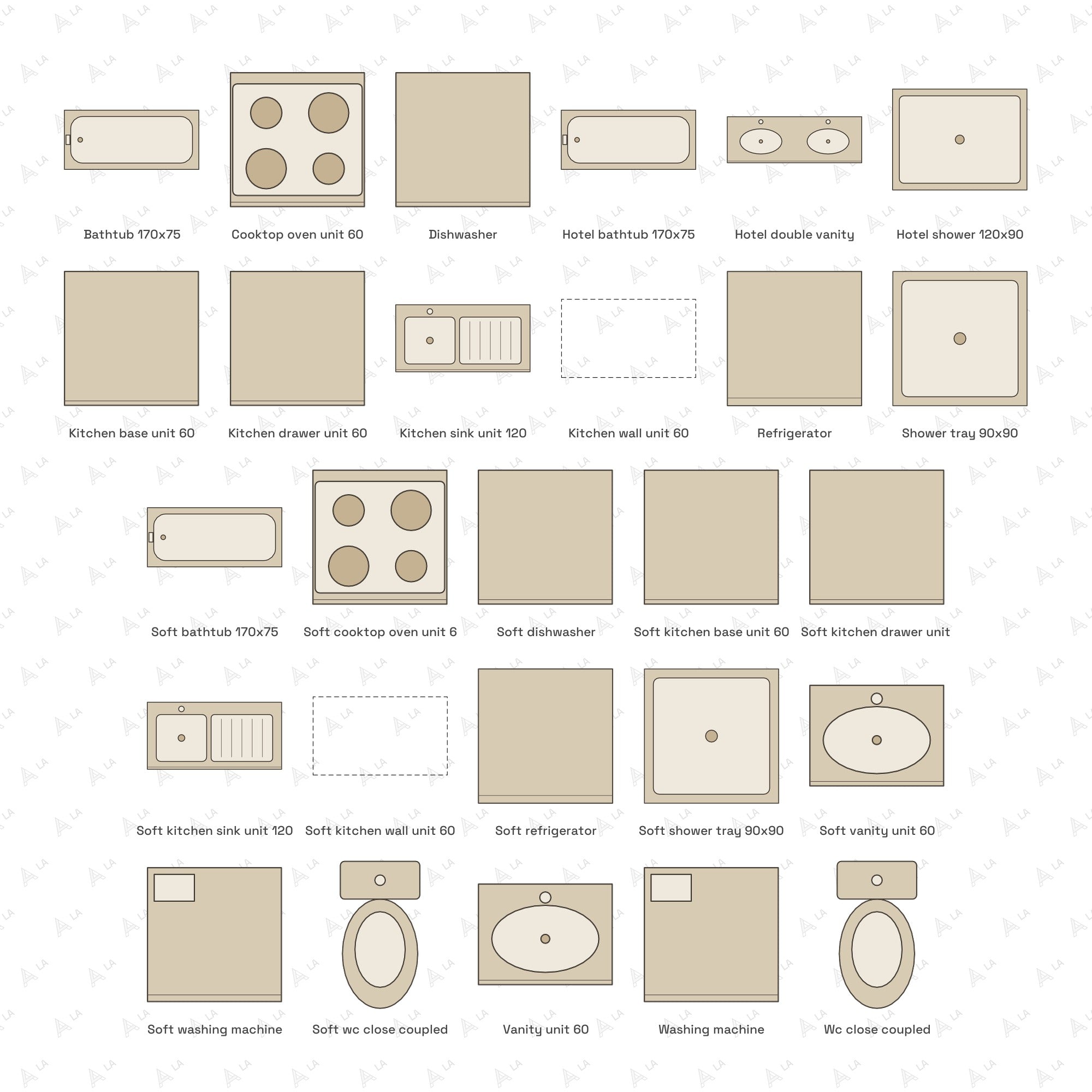Kitchen & Bathroom Vector Pack all items