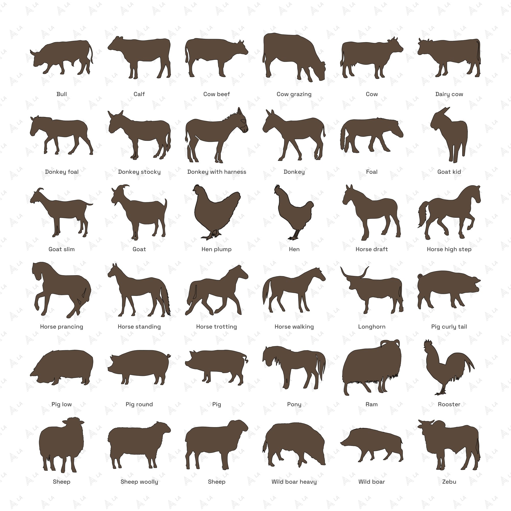 Farm Animals Vector Pack all items