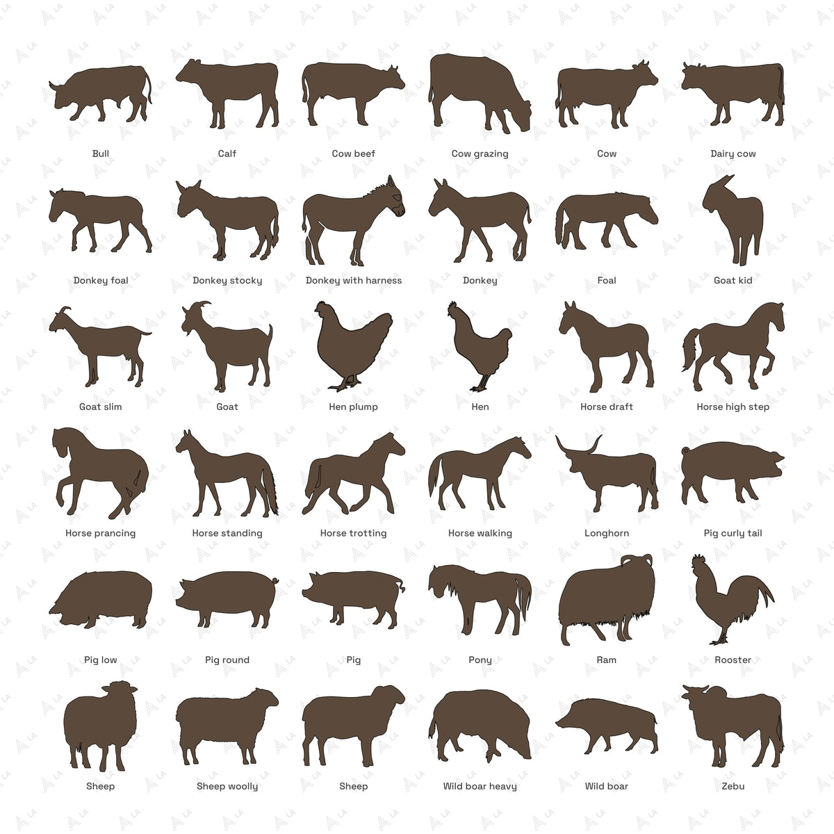 Farm Animals Vector Pack all items