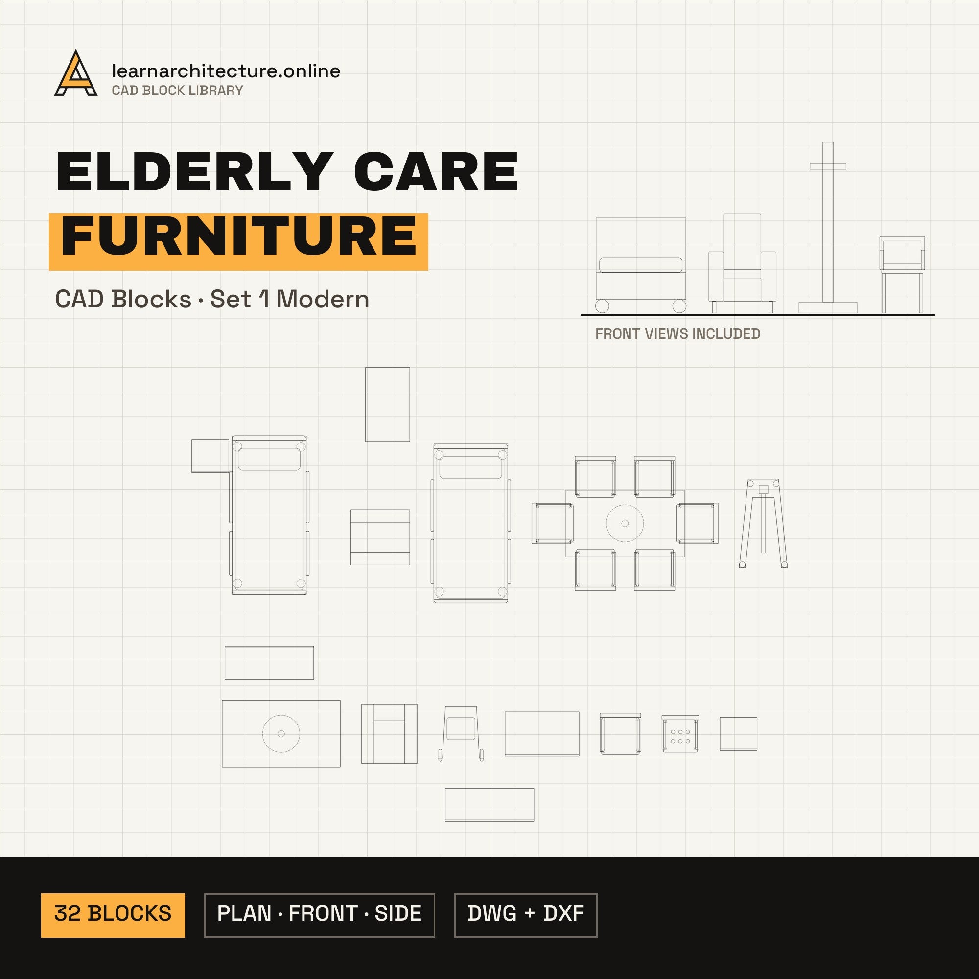 Elderly Care Furniture CAD blocks set 1 Modern cover
