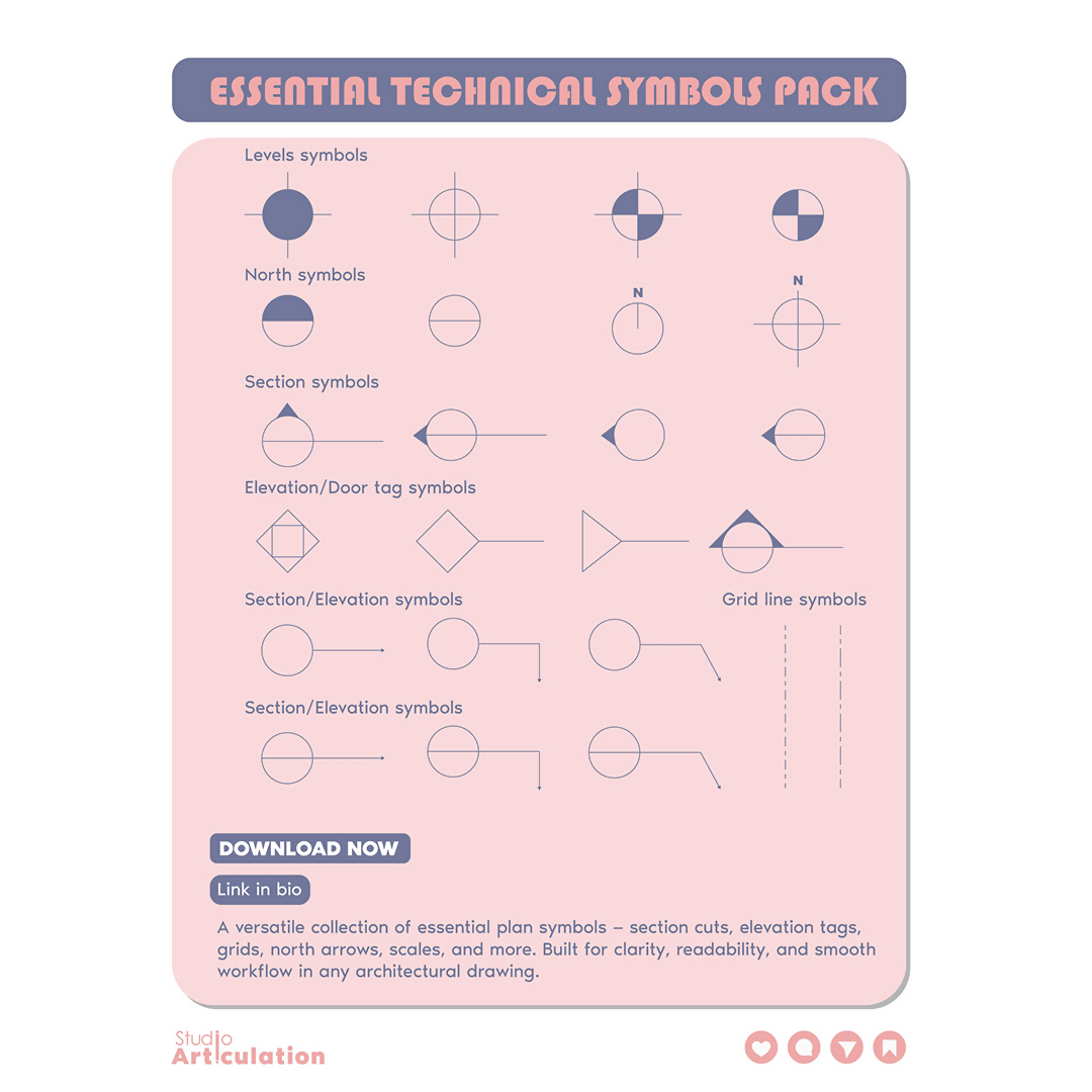 Essential Technical Symbol Pack — editable template for architects