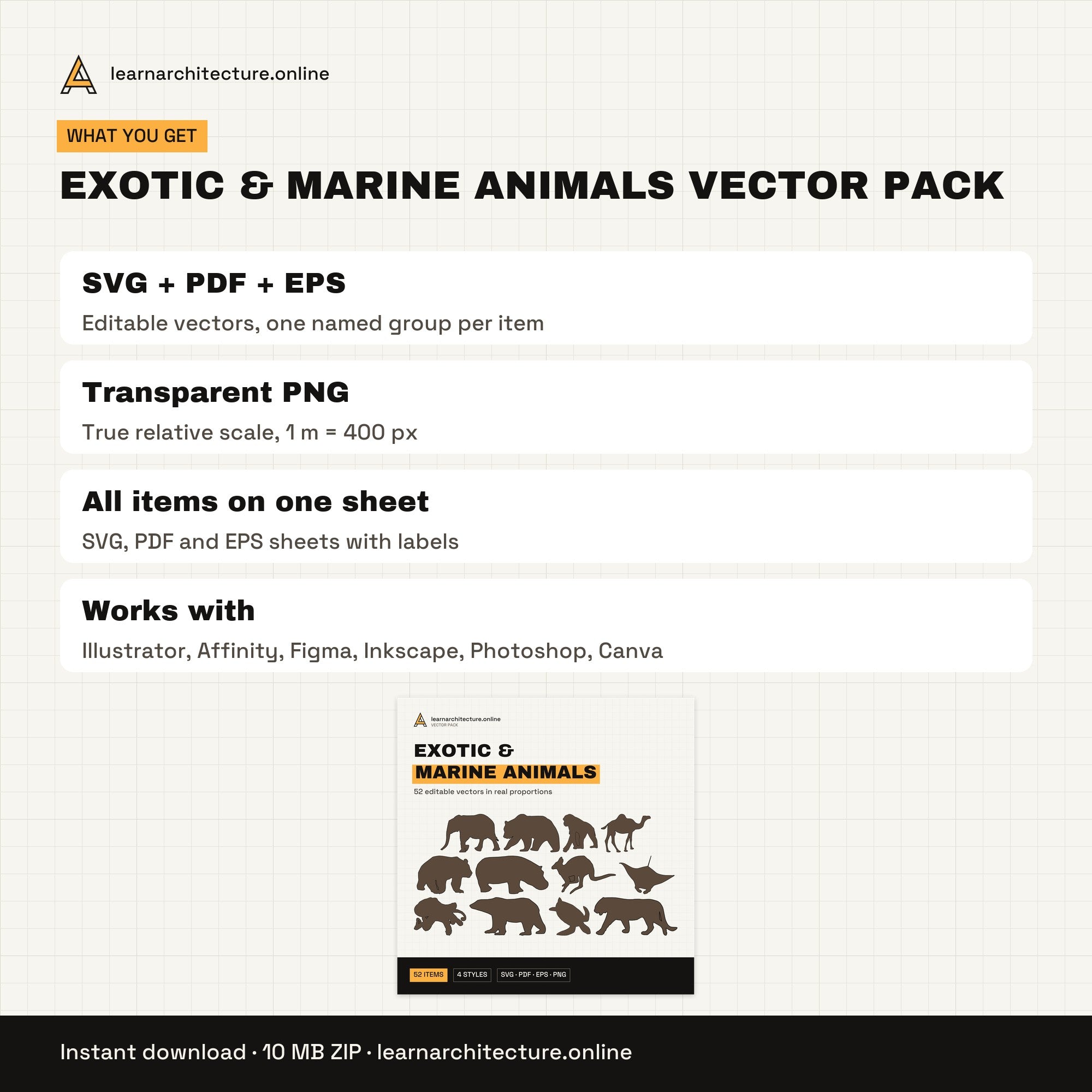 Exotic & Marine Animals Vector Pack files and formats