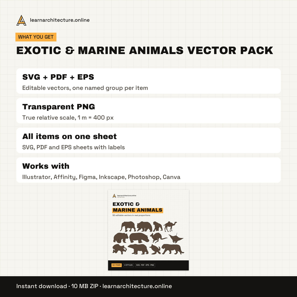 Exotic & Marine Animals Vector Pack files and formats