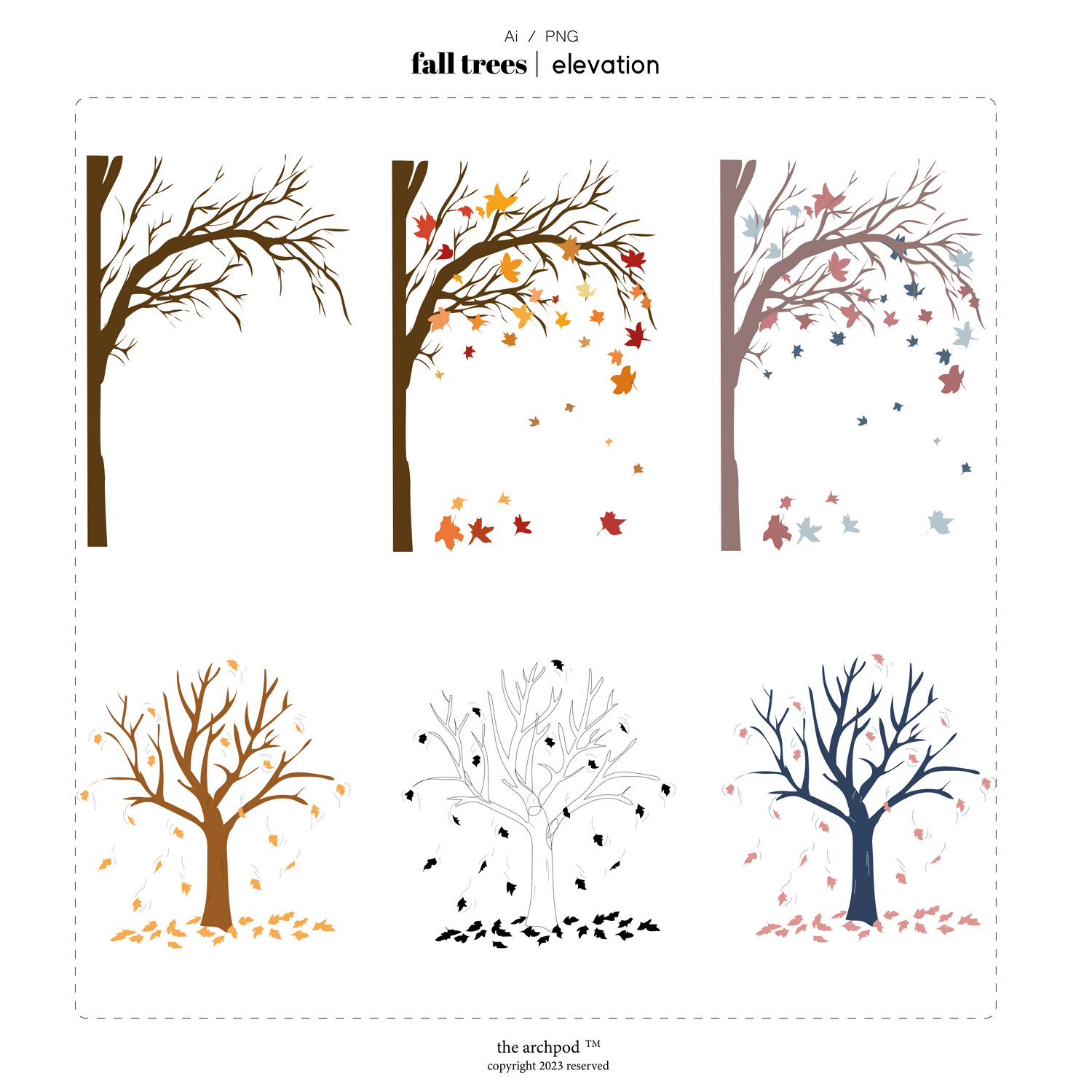 Fall Trees Cutout Pack — cutout pack for architectural visualisation, preview 2 of 2