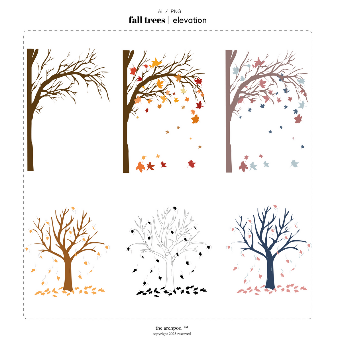 Fall Trees Cutout Pack — cutout pack for architectural visualisation, preview 2 of 2