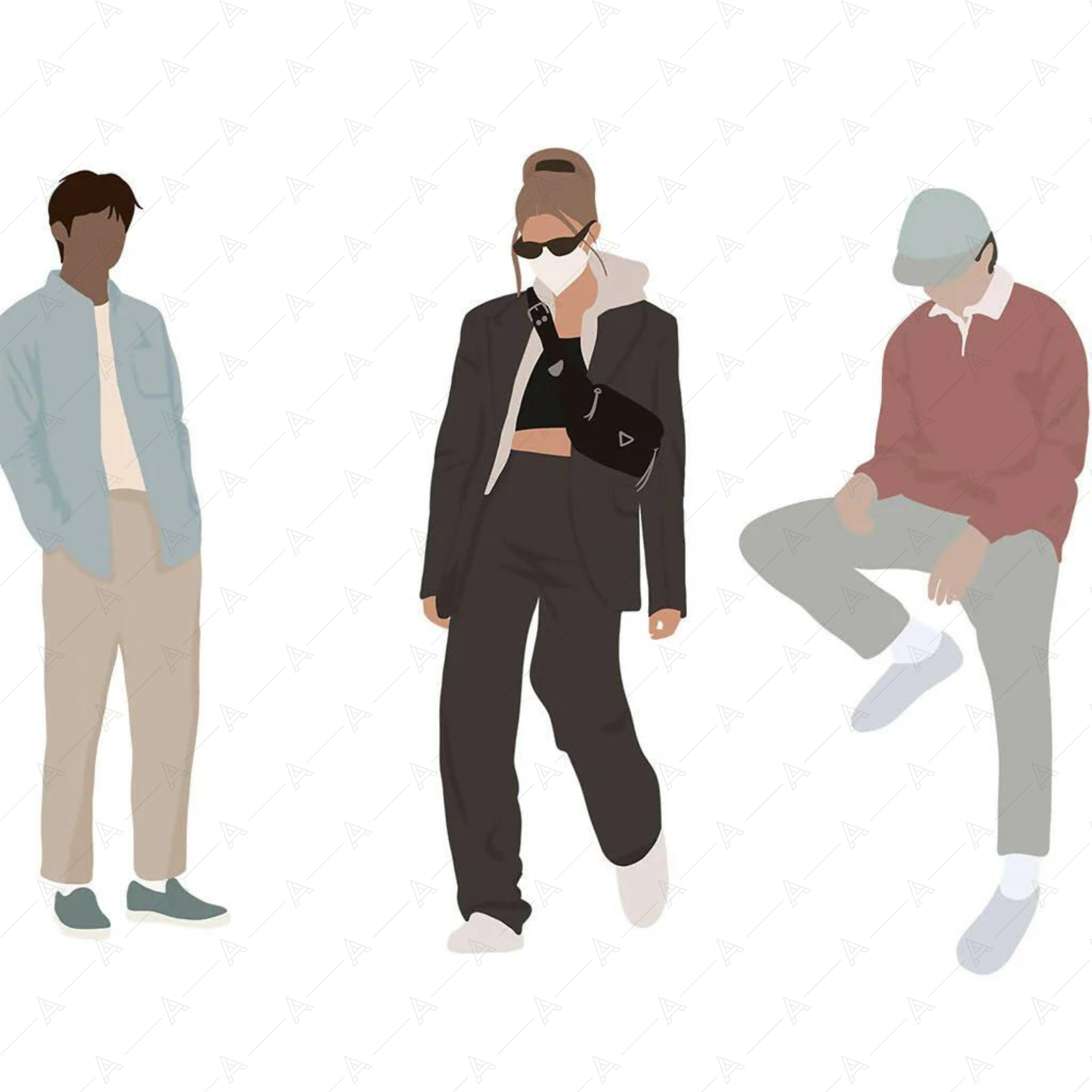 Flat Vector 10 People — cutout pack for architectural visualisation, preview 2 of 2