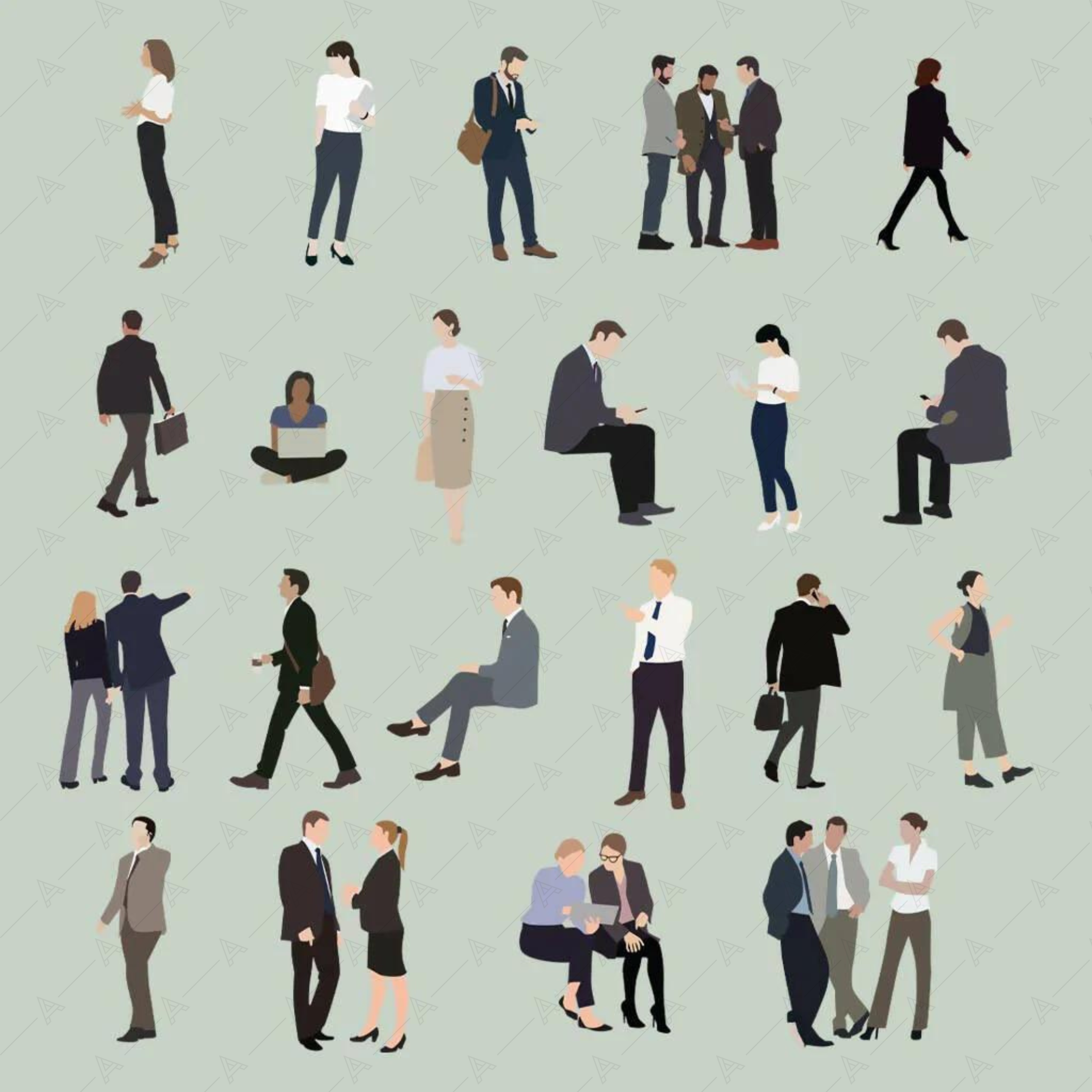 Flat Vector Business People — cutout pack for architectural visualisation, preview 1 of 3