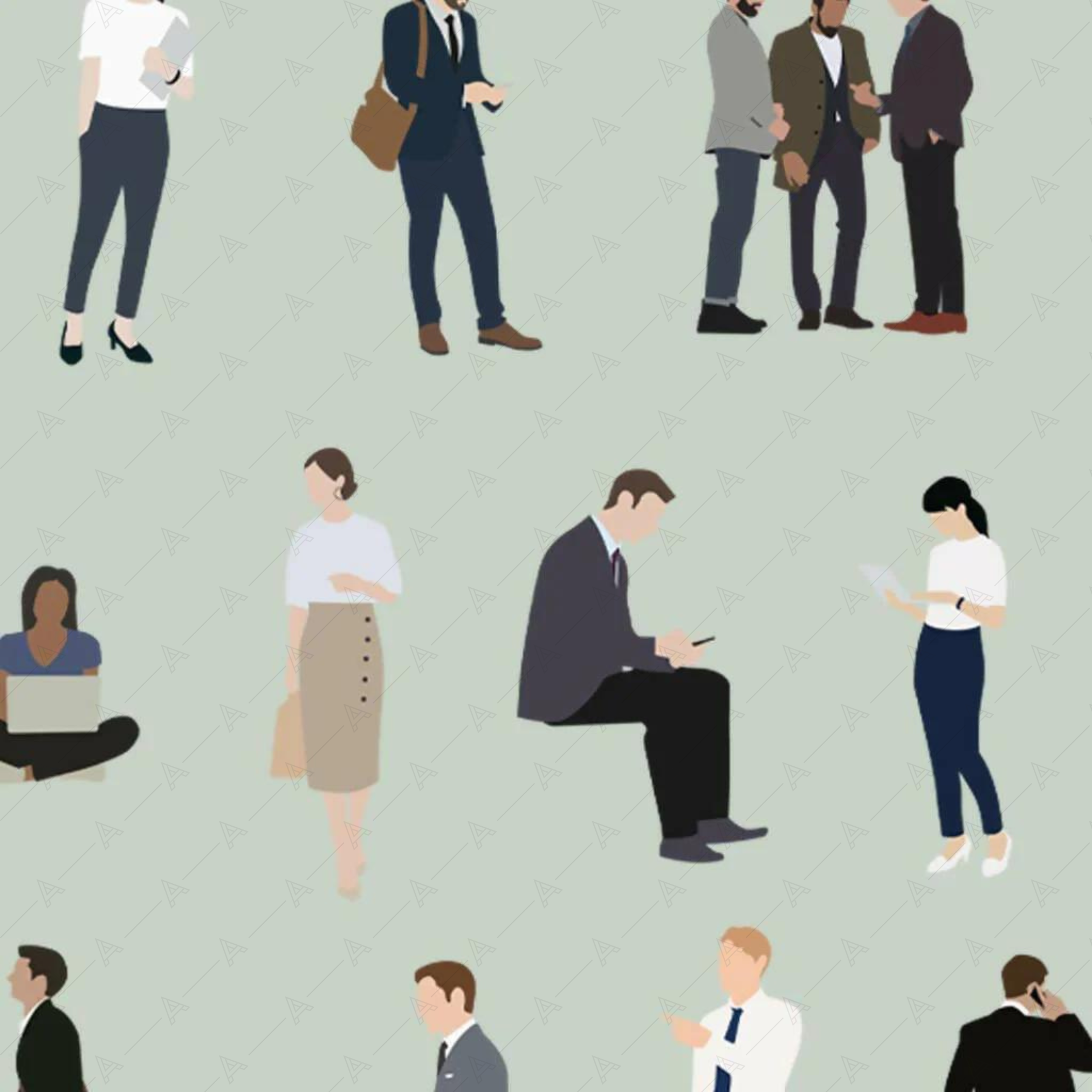 Flat Vector Business People — cutout pack for architectural visualisation, preview 2 of 3