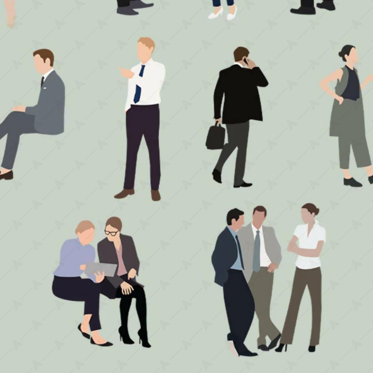 Flat Vector Business People — cutout pack for architectural visualisation, preview 3 of 3