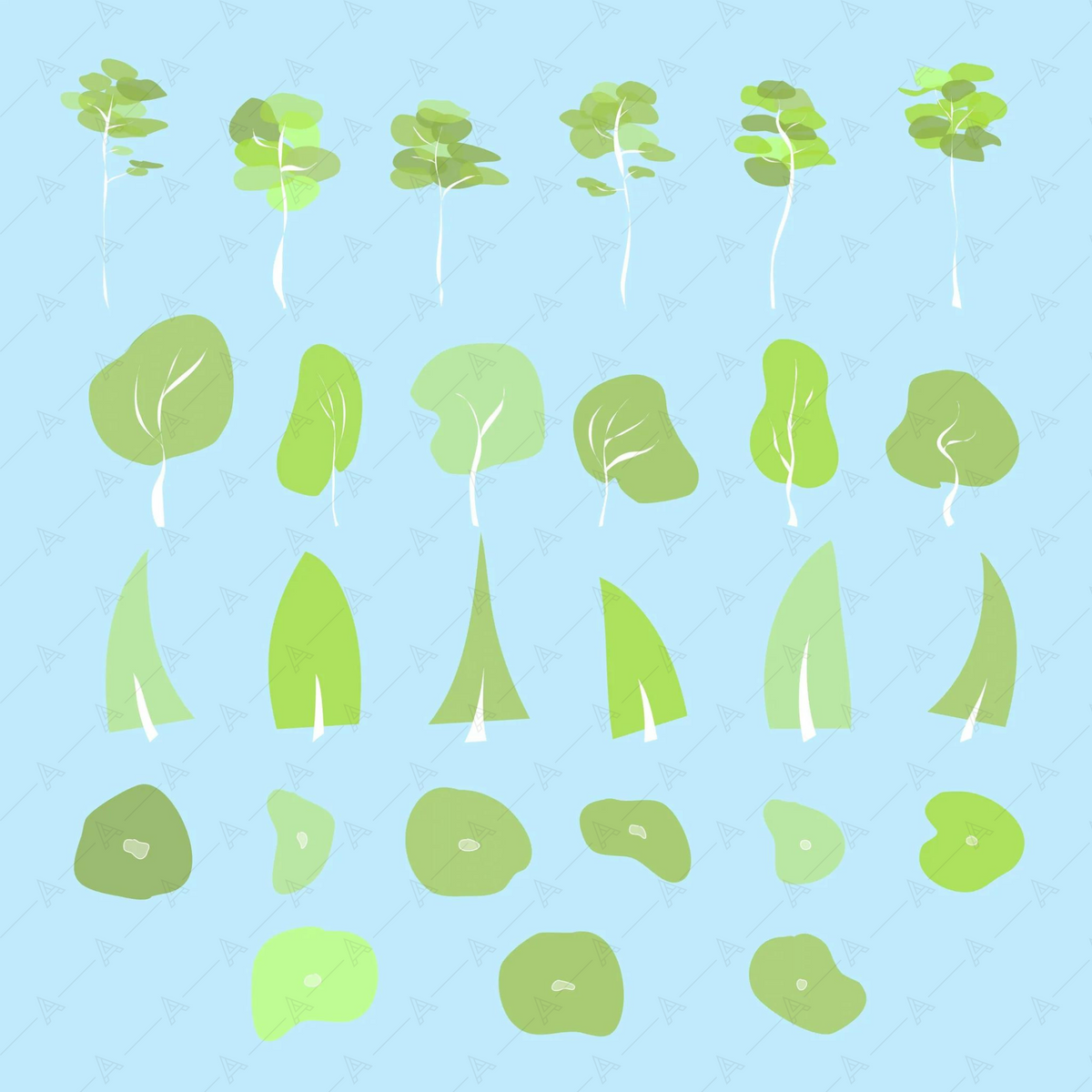 Flat Vector Concept Abstract Trees — cutout pack for architectural visualisation, preview 2 of 5