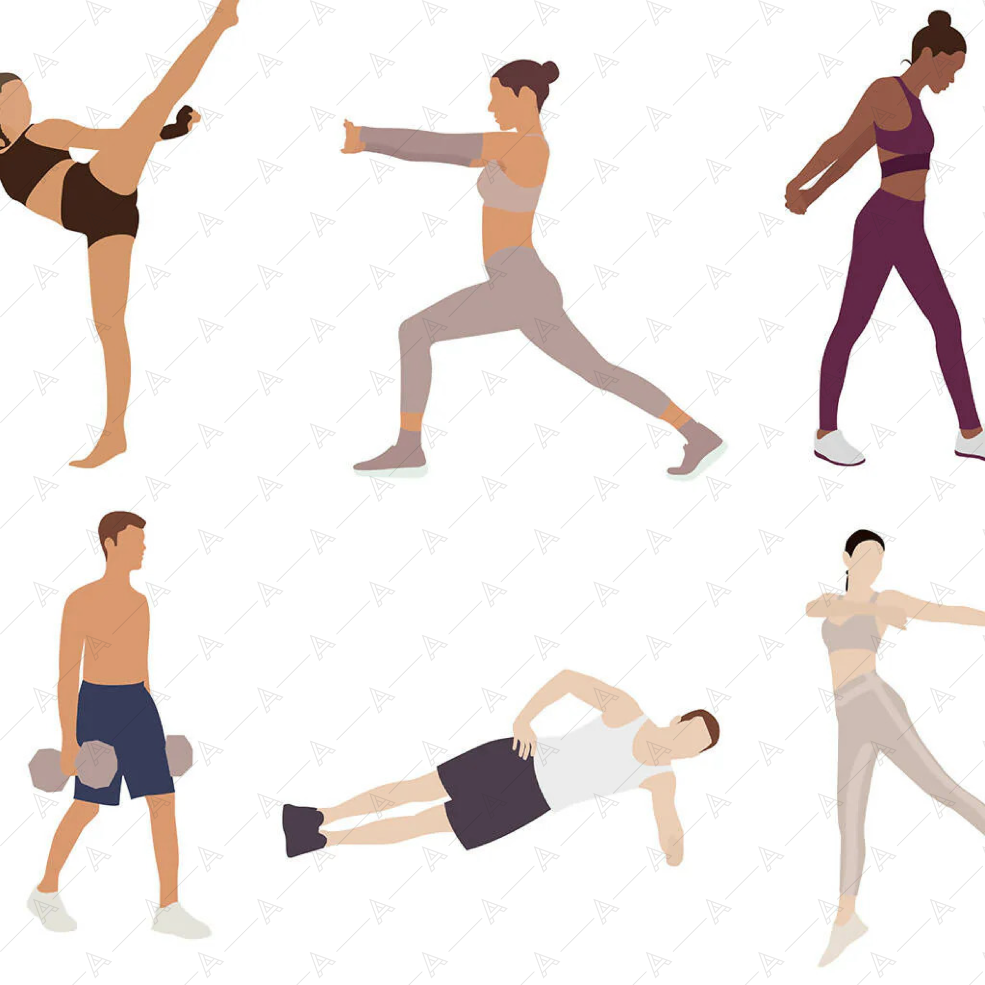 Flat Vector Exercise People — cutout pack for architectural visualisation, preview 2 of 2