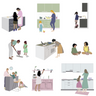 Flat Vector Kids, Family Cooking In Kitchen — cutout pack for architectural visualisation, preview 1 of 4
