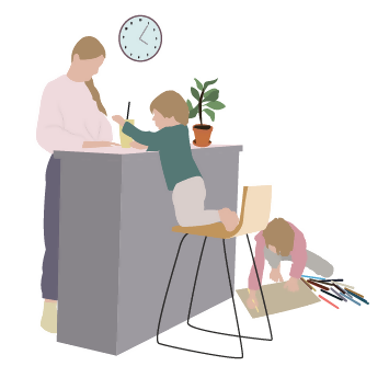 Flat Vector Kids, Family Cooking In Kitchen — cutout pack for architectural visualisation, preview 3 of 4