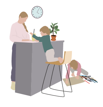 Flat Vector Kids, Family Cooking In Kitchen — cutout pack for architectural visualisation, preview 3 of 4