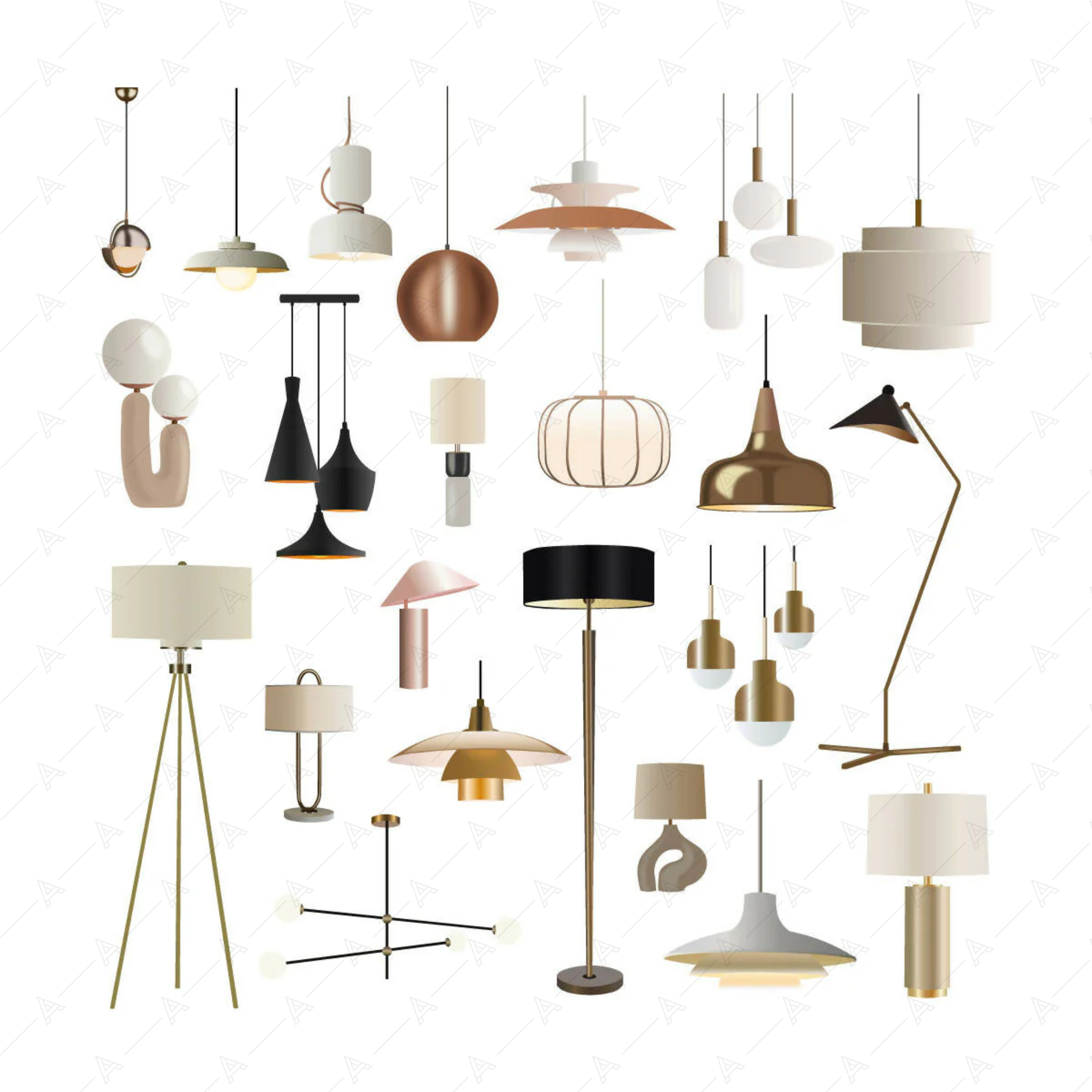 Flat Vector Lamps — cutout pack for architectural visualisation