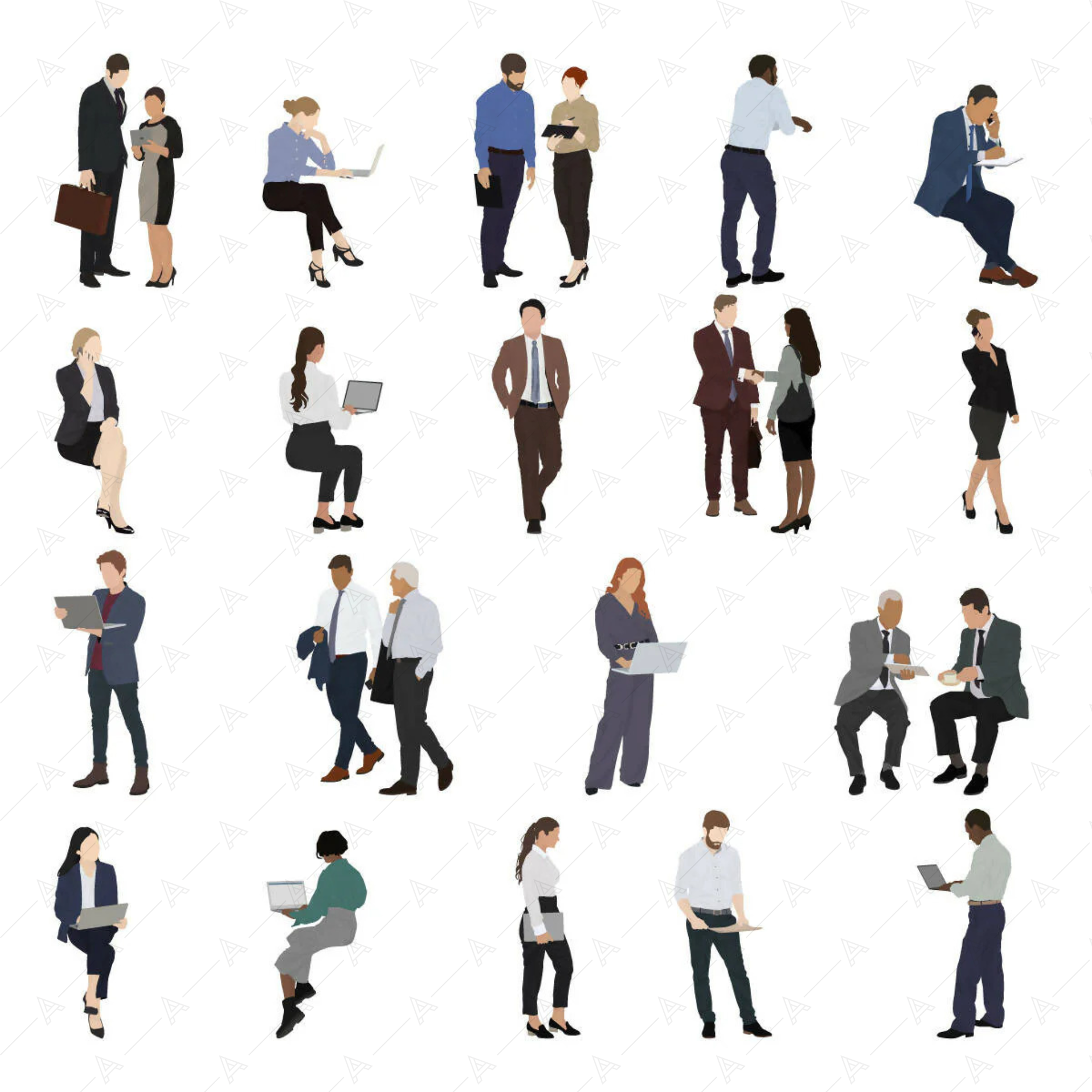 Flat Vector Office People — cutout pack for architectural visualisation