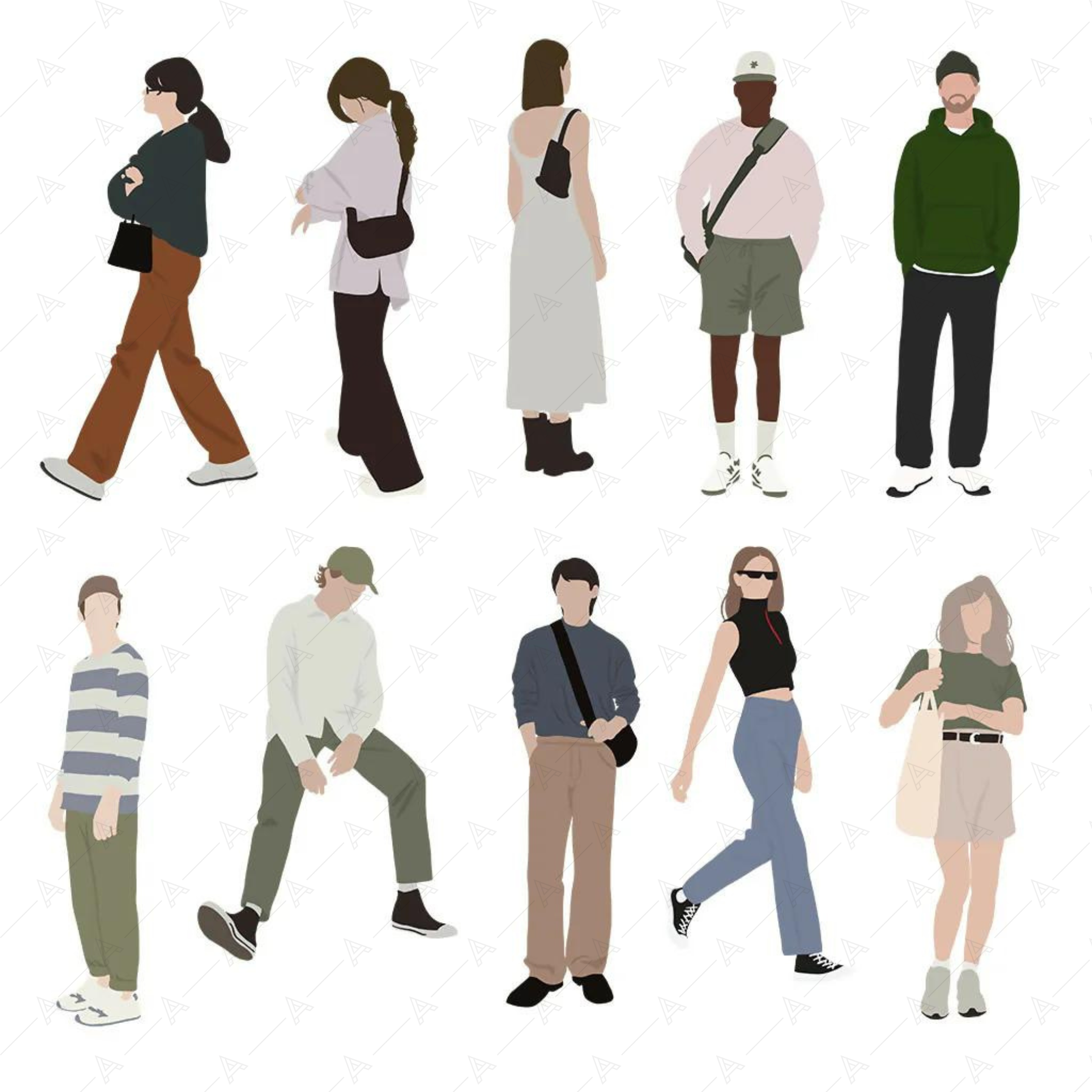 Flat Vector People Illustrations — cutout pack for architectural visualisation