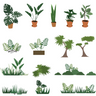 Flat Vector Plants Jungle 15+ — cutout pack for architectural visualisation, preview 1 of 4