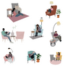 Flat Vector Reading Corner With People — cutout pack for architectural visualisation, preview 1 of 4