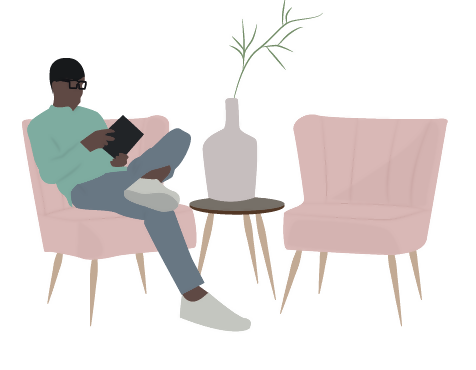 Flat Vector Reading Corner With People — cutout pack for architectural visualisation, preview 2 of 4
