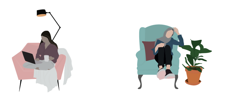 Flat Vector Reading Corner With People — cutout pack for architectural visualisation, preview 4 of 4