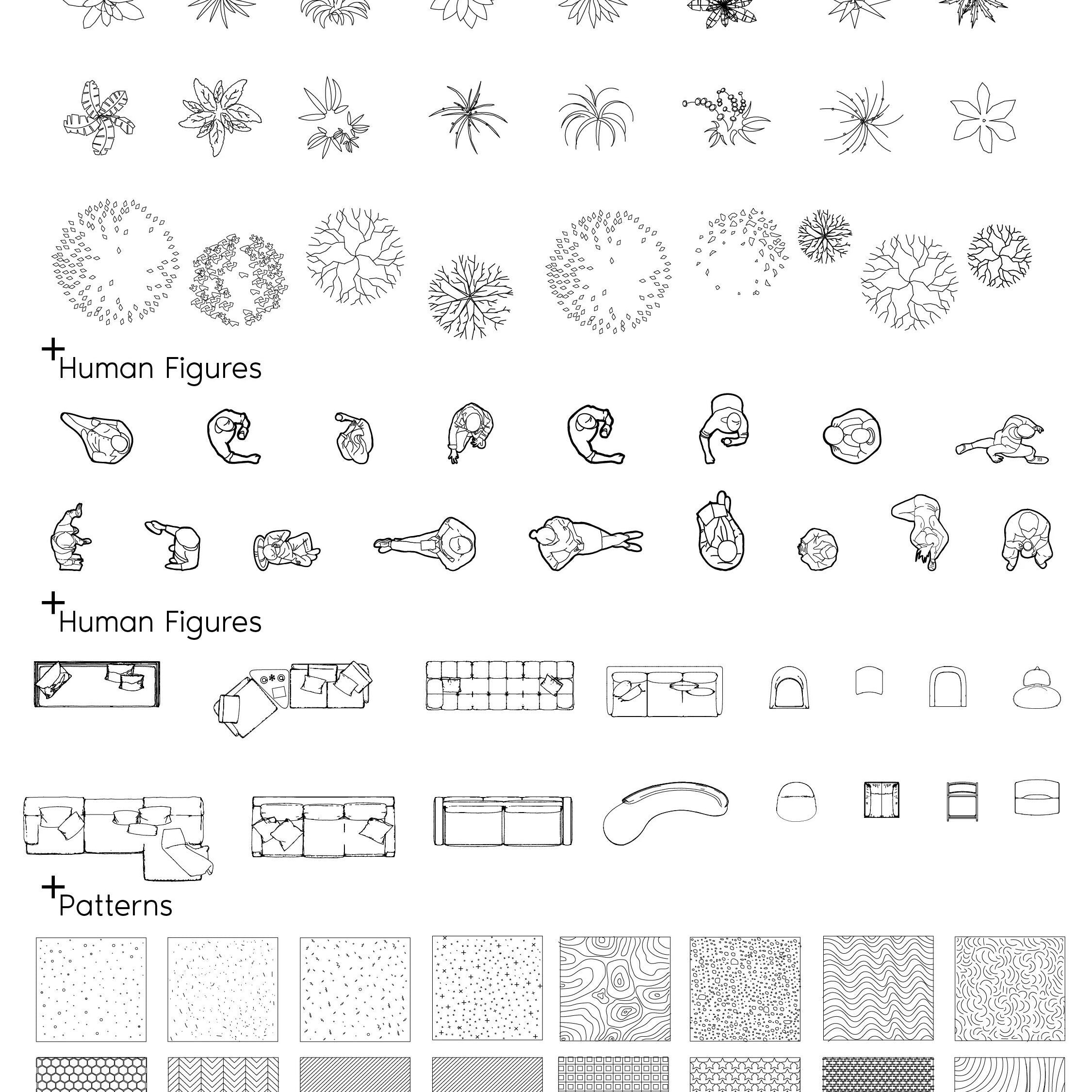 Flat Vector Residence Plan And Elements — cutout pack for architectural visualisation, preview 2 of 3