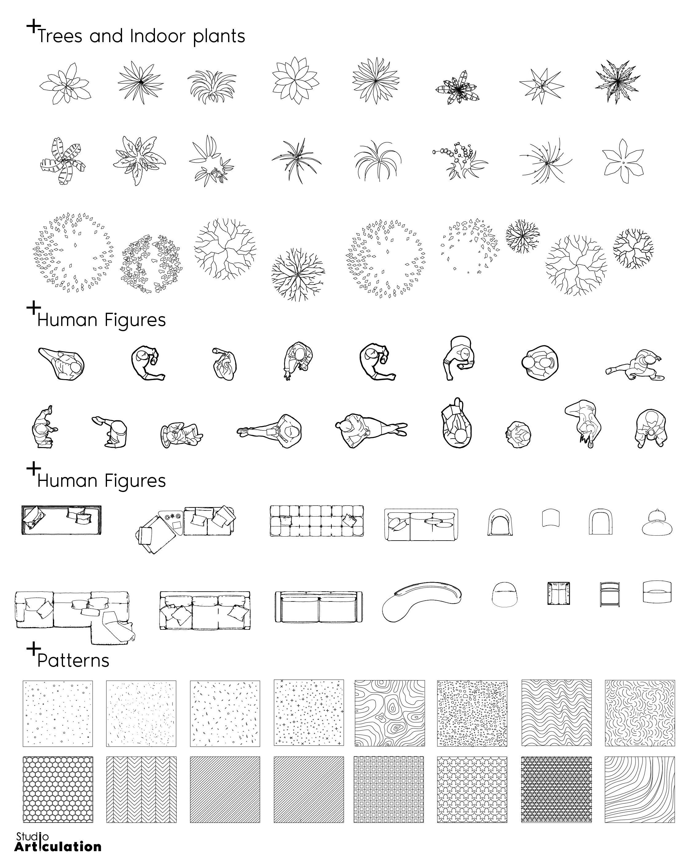 Flat Vector Residence Plan And Elements — cutout pack for architectural visualisation, preview 2 of 3