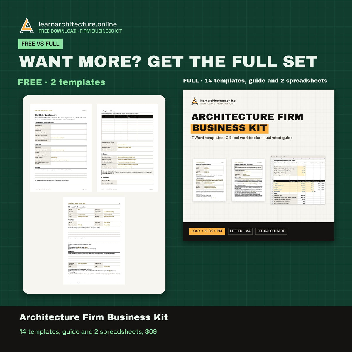 Free Architect Client Brief Questionnaire and RFI Form free vs full pack