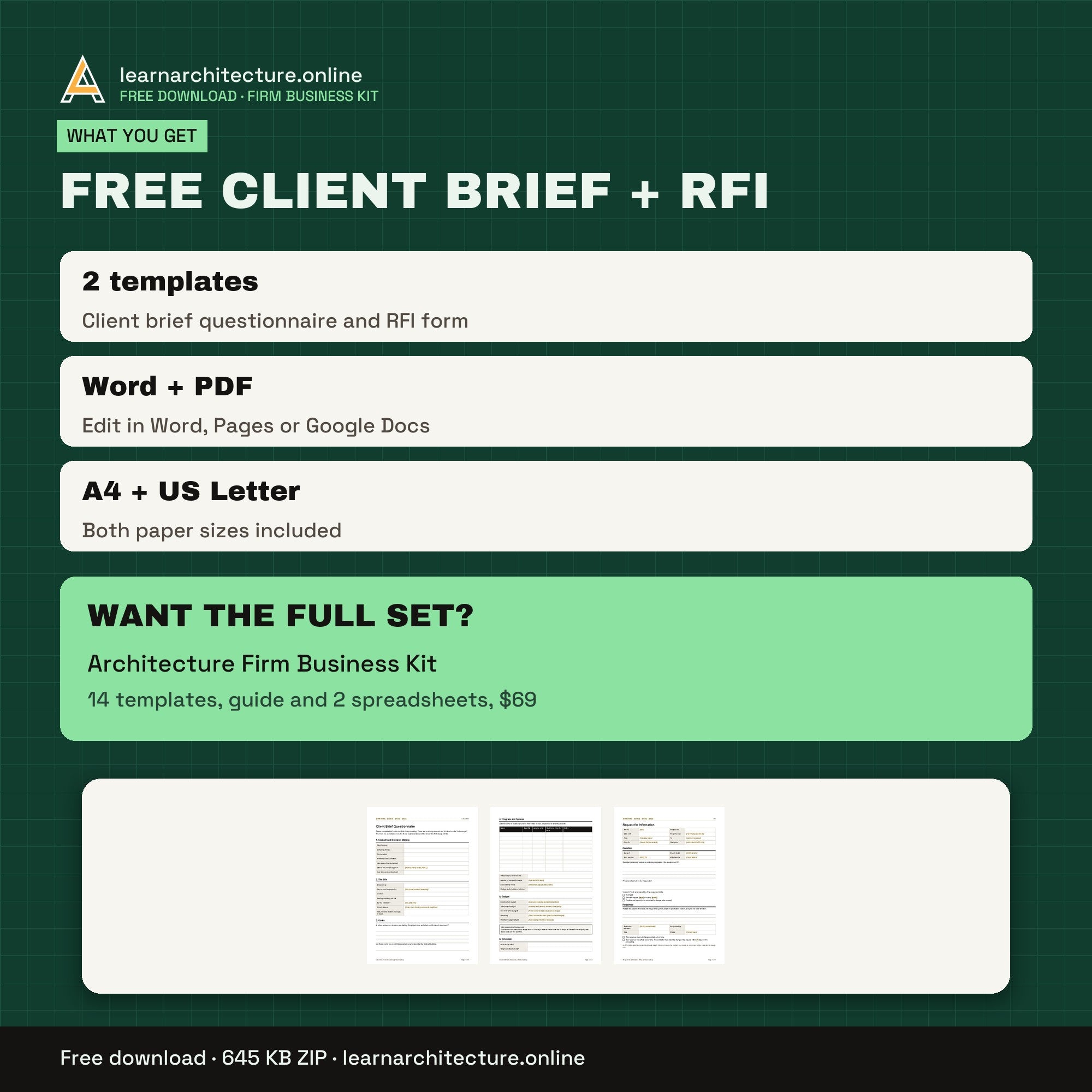 Free Architect Client Brief Questionnaire and RFI Form files and formats
