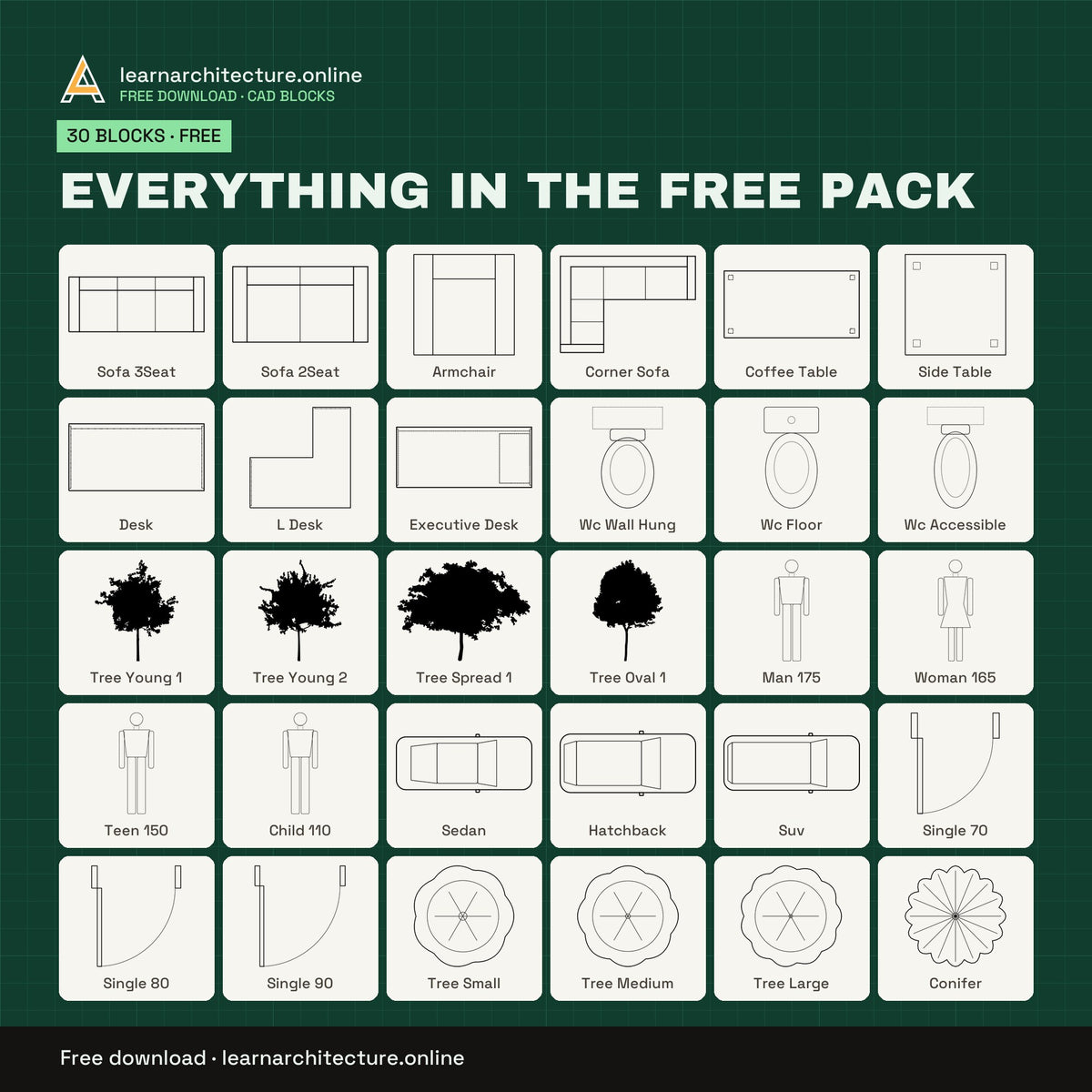 Free Architectural CAD Blocks everything in the free pack