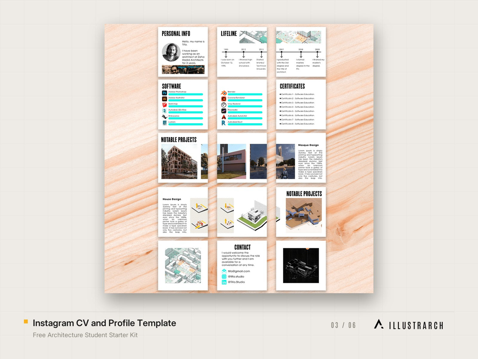 Architecture Student Kit: instagram cv and profile template