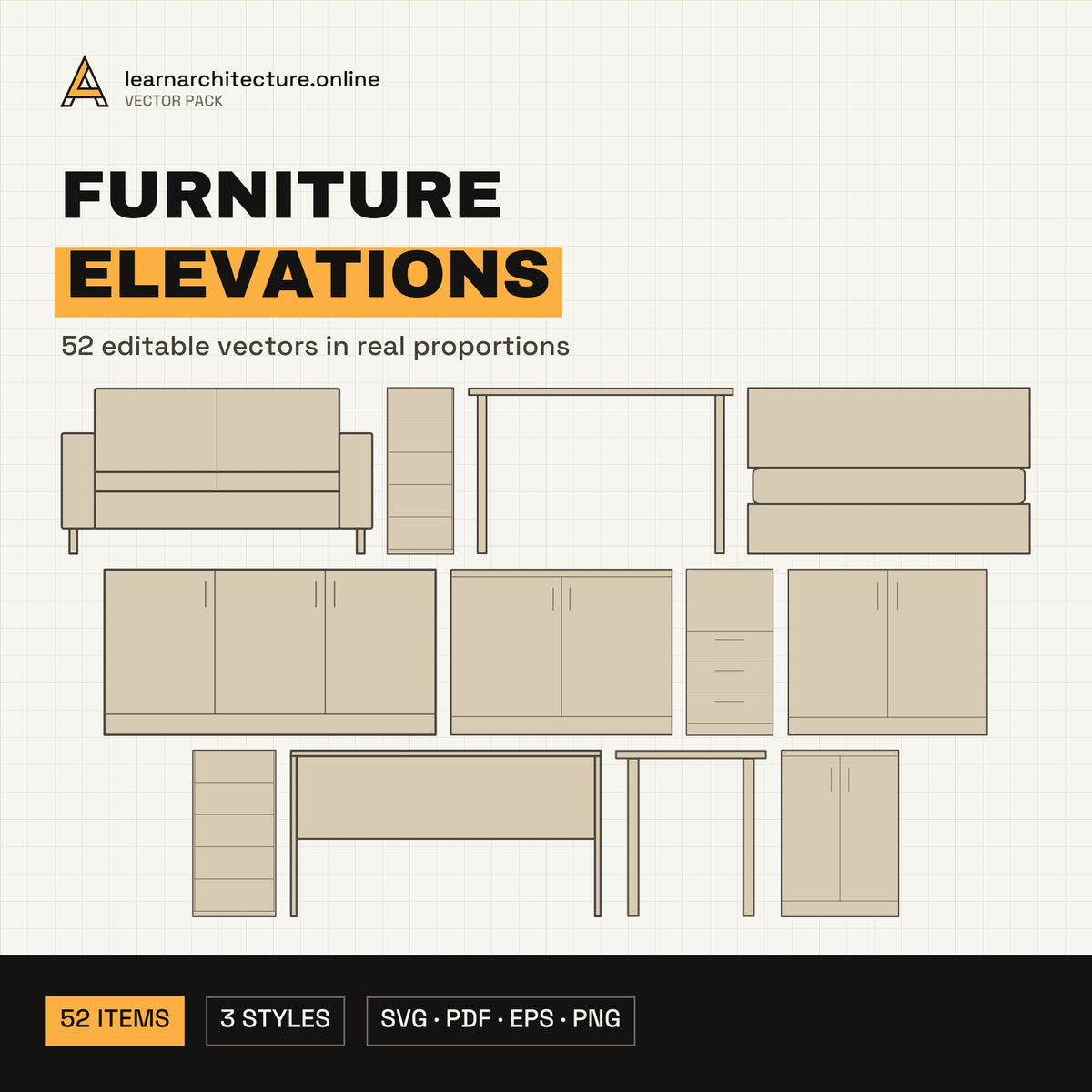 Furniture Elevations Vector Pack cover