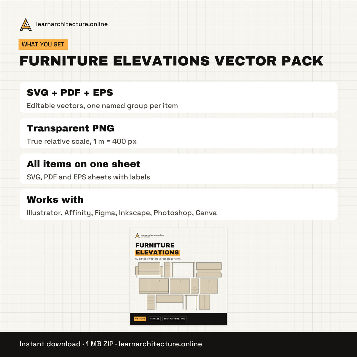 Furniture Elevations Vector Pack files and formats