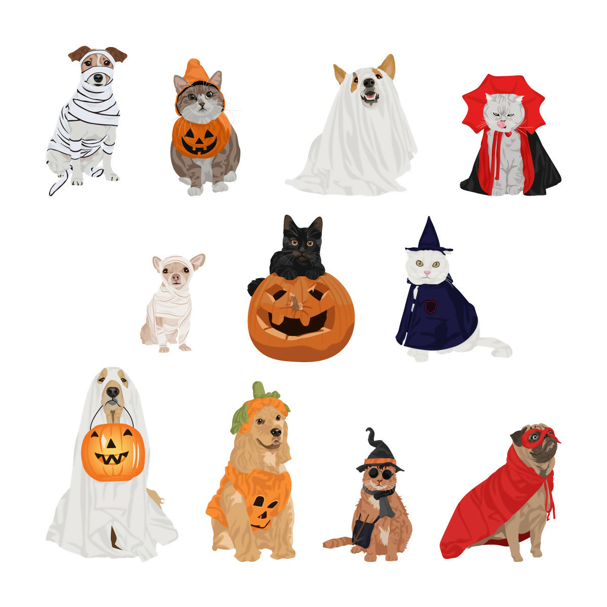 Halloween Cats and Dogs — cutout pack for architectural visualisation, preview 1 of 3