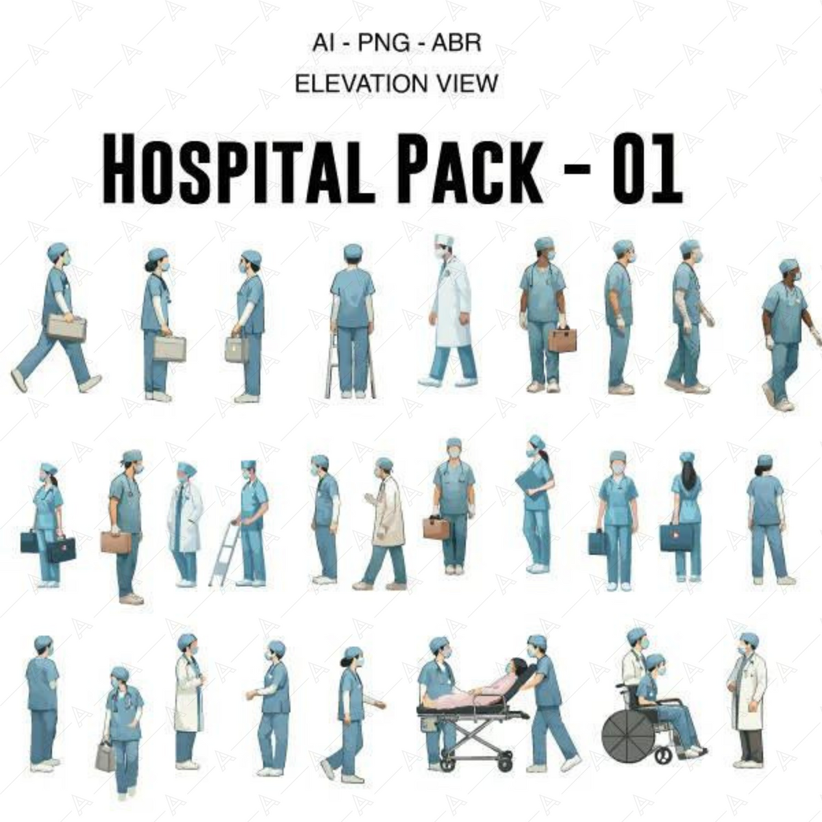 Hospital Pack - 01 — cutout pack for architectural visualisation, preview 1 of 4