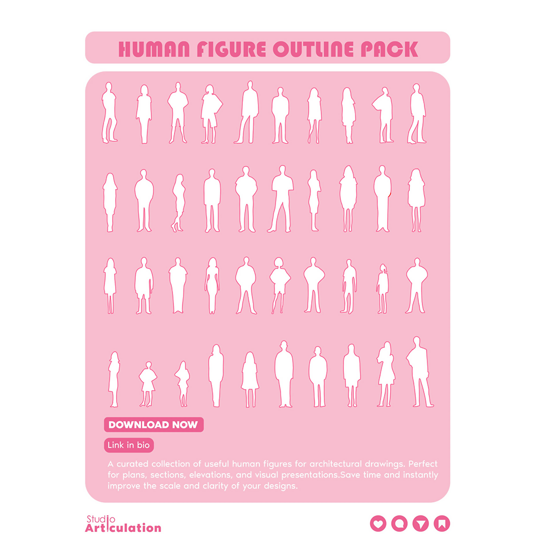 Human Figure Outline Vectors - Freebie — cutout pack for architectural visualisation, preview 1 of 2